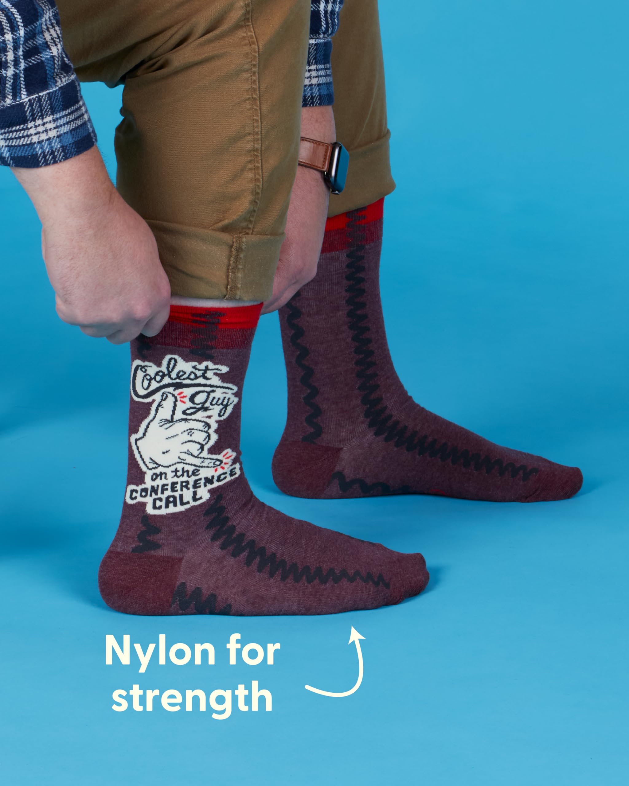 Blue Q Coolest Guy on the Conference Call Men's Funny Crew Socks (fits shoe size 7-12) - Image 4