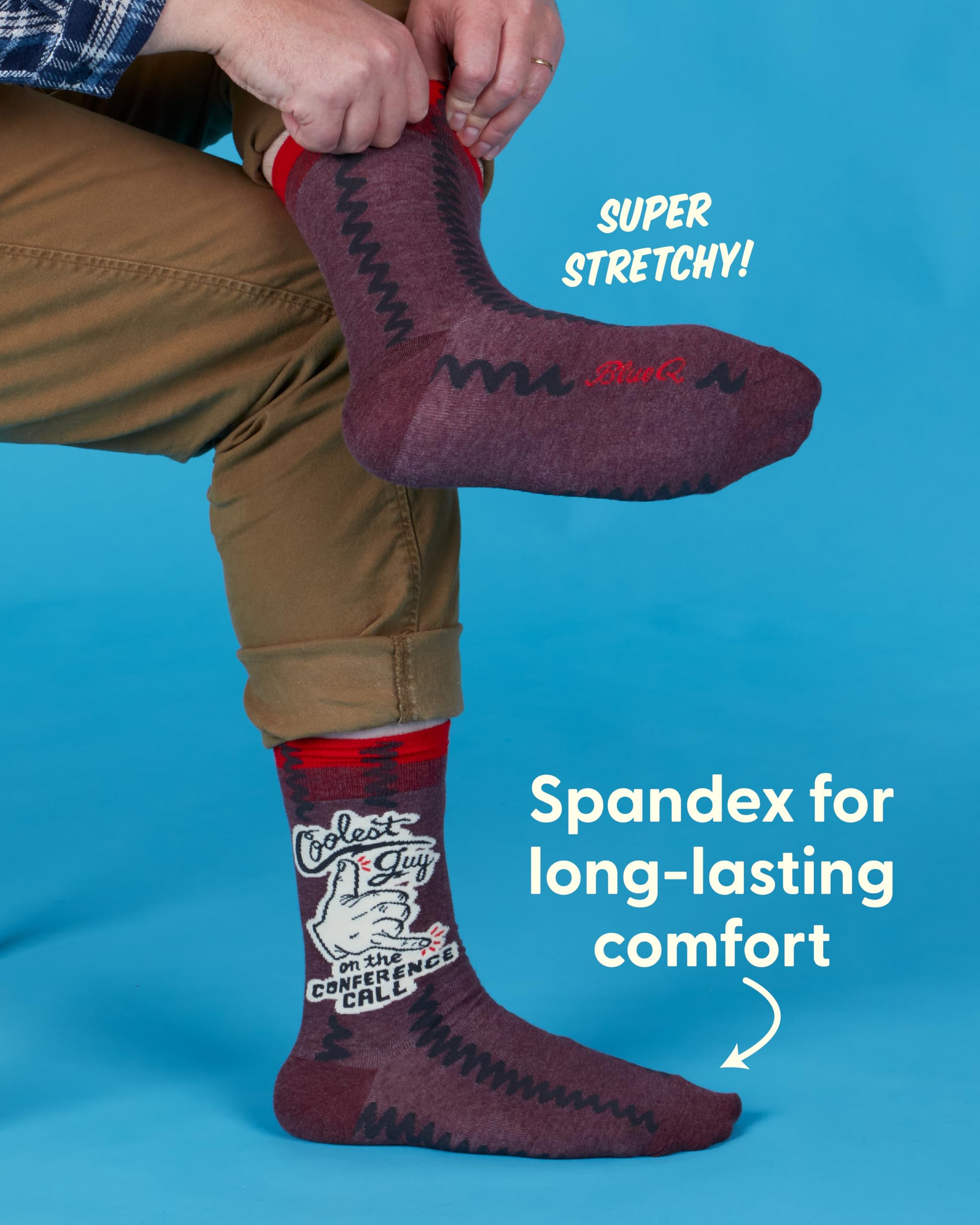 Blue Q Coolest Guy on the Conference Call Men's Funny Crew Socks (fits shoe size 7-12) - Image 5