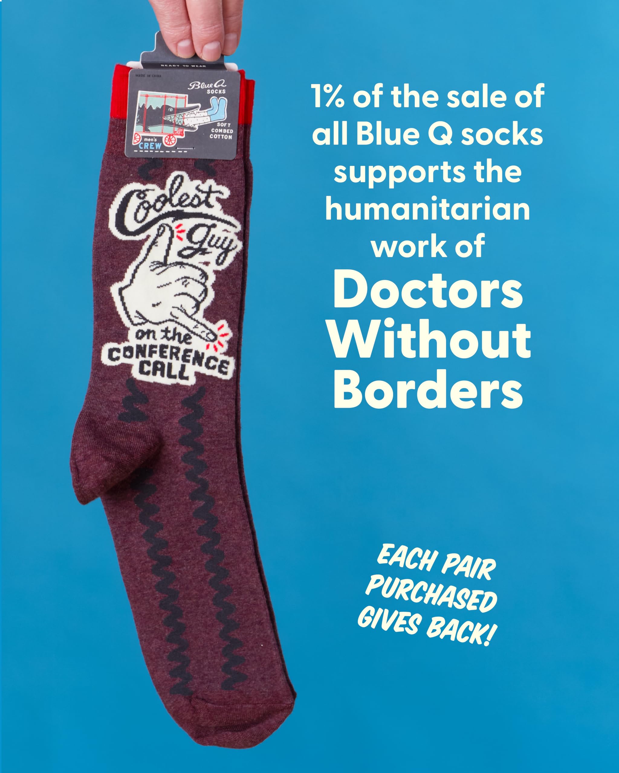 Blue Q Coolest Guy on the Conference Call Men's Funny Crew Socks (fits shoe size 7-12) - Image 8