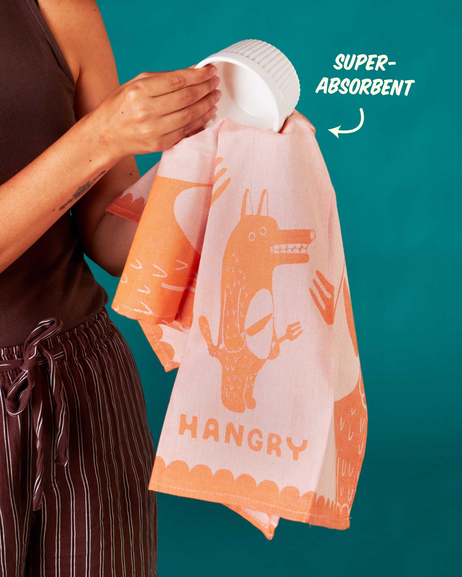 Blue Q Hangry Woven Jacquard Dish Towel - Funny Kitchen Towels, 100% Cotton, Durable, Soft & Super Absorbent, Machine Washable & Fade-Resistant, Functional Gift Ideas, Vibrant Colors, Size: 28" x 21" - Image 5