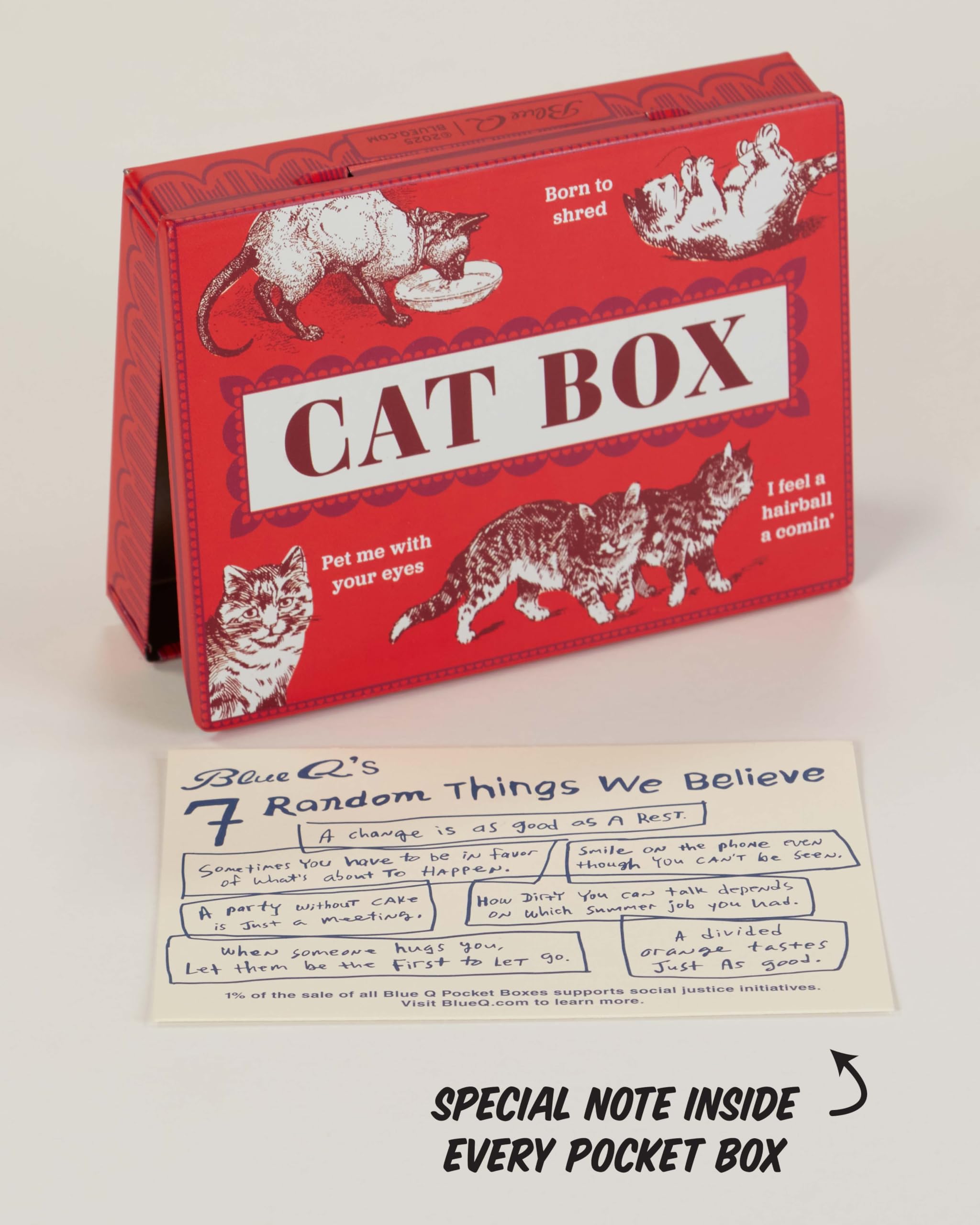 Blue Q Hinged Tin Pocket Box - Cat Box - Small Hinged Tin-Plated Steel Container Organizer for Everyday Carry, Travel, Survival, Match, Mints, Storage, Gift and Cards - 4.25"w x 0.75"h x 3"d - Image 3