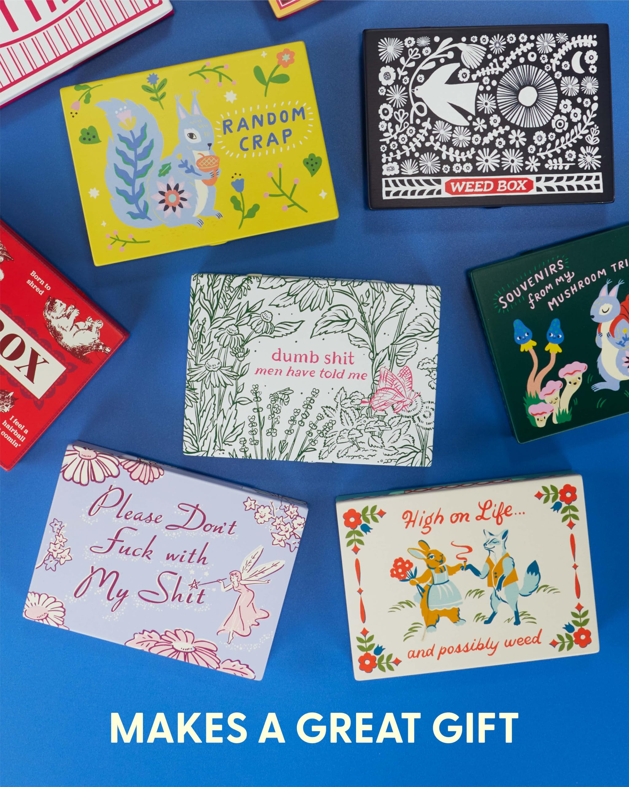 Blue Q Hinged Tin Pocket Box - Cat Box - Small Hinged Tin-Plated Steel Container Organizer for Everyday Carry, Travel, Survival, Match, Mints, Storage, Gift and Cards - 4.25"w x 0.75"h x 3"d - Image 7