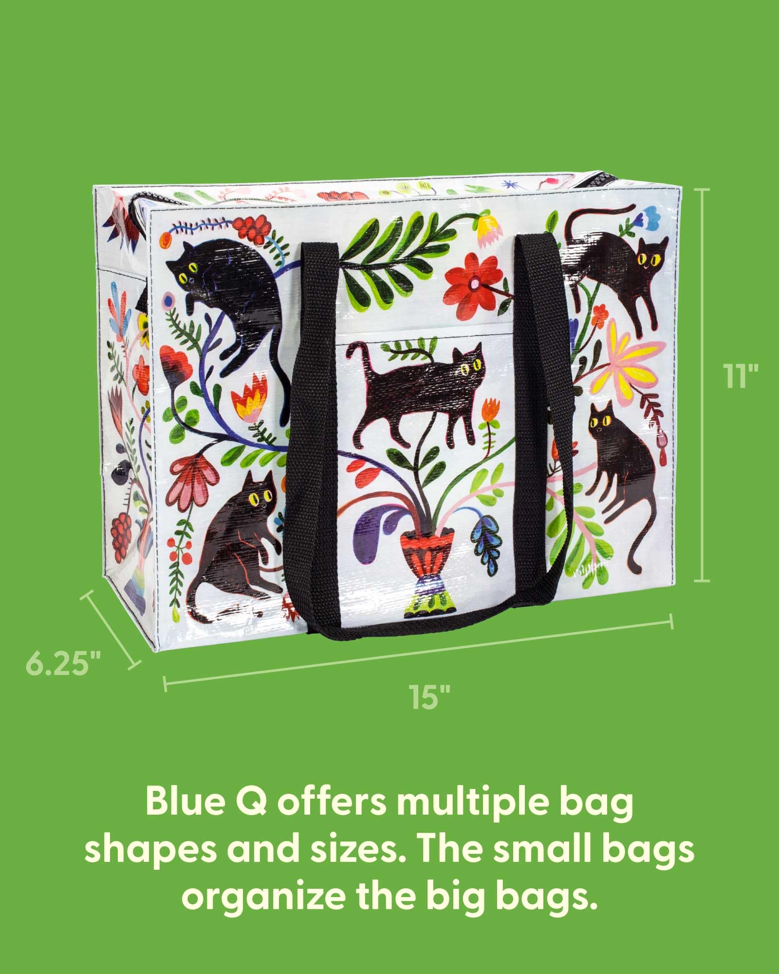 Blue Q Reusable Shoulder Tote Bag – Carry Everywhere Bag with a Hefty Zipper, Durable, Fun Design, 95% Recycled Material - Image 4