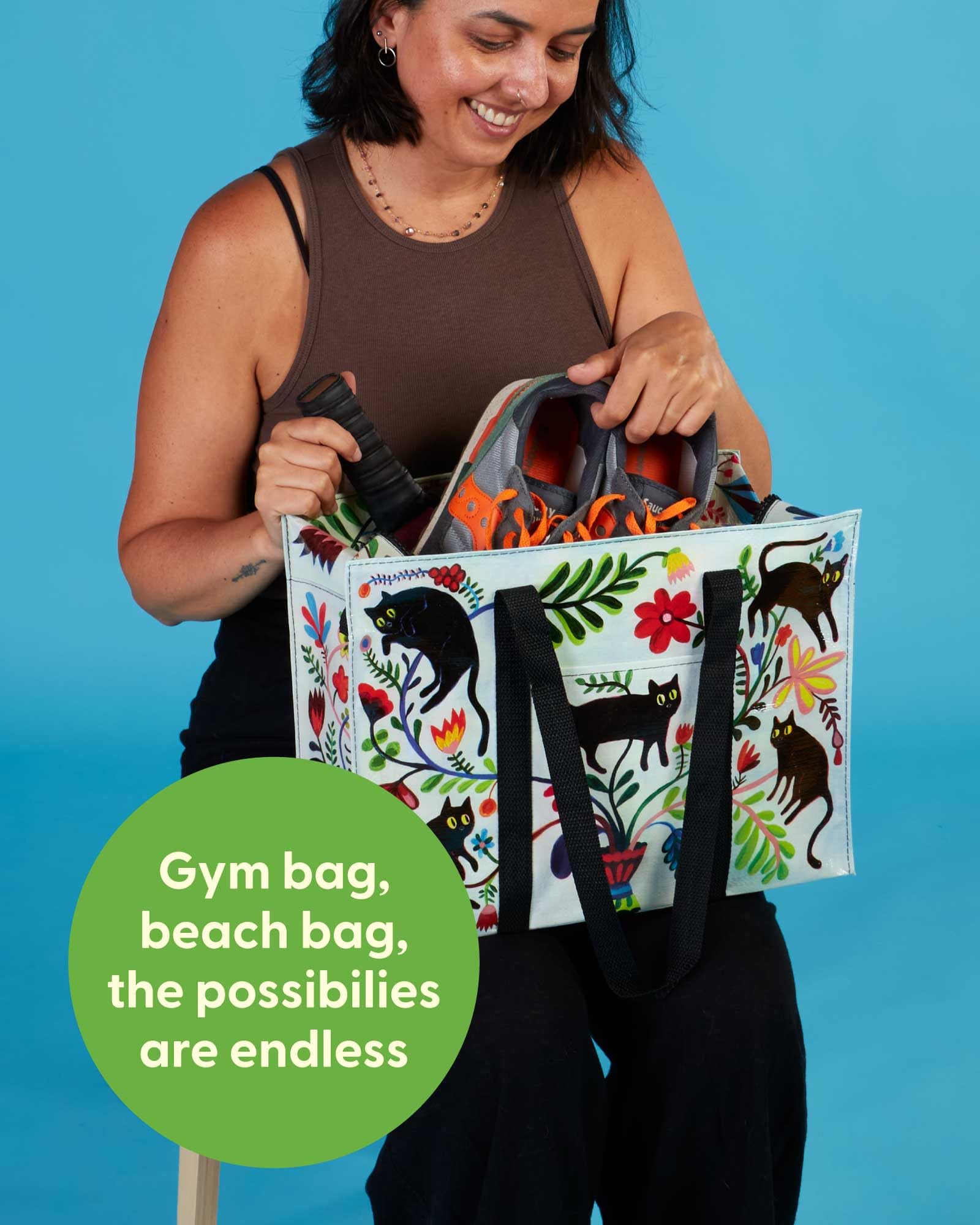 Blue Q Reusable Shoulder Tote Bag – Carry Everywhere Bag with a Hefty Zipper, Durable, Fun Design, 95% Recycled Material - Image 7