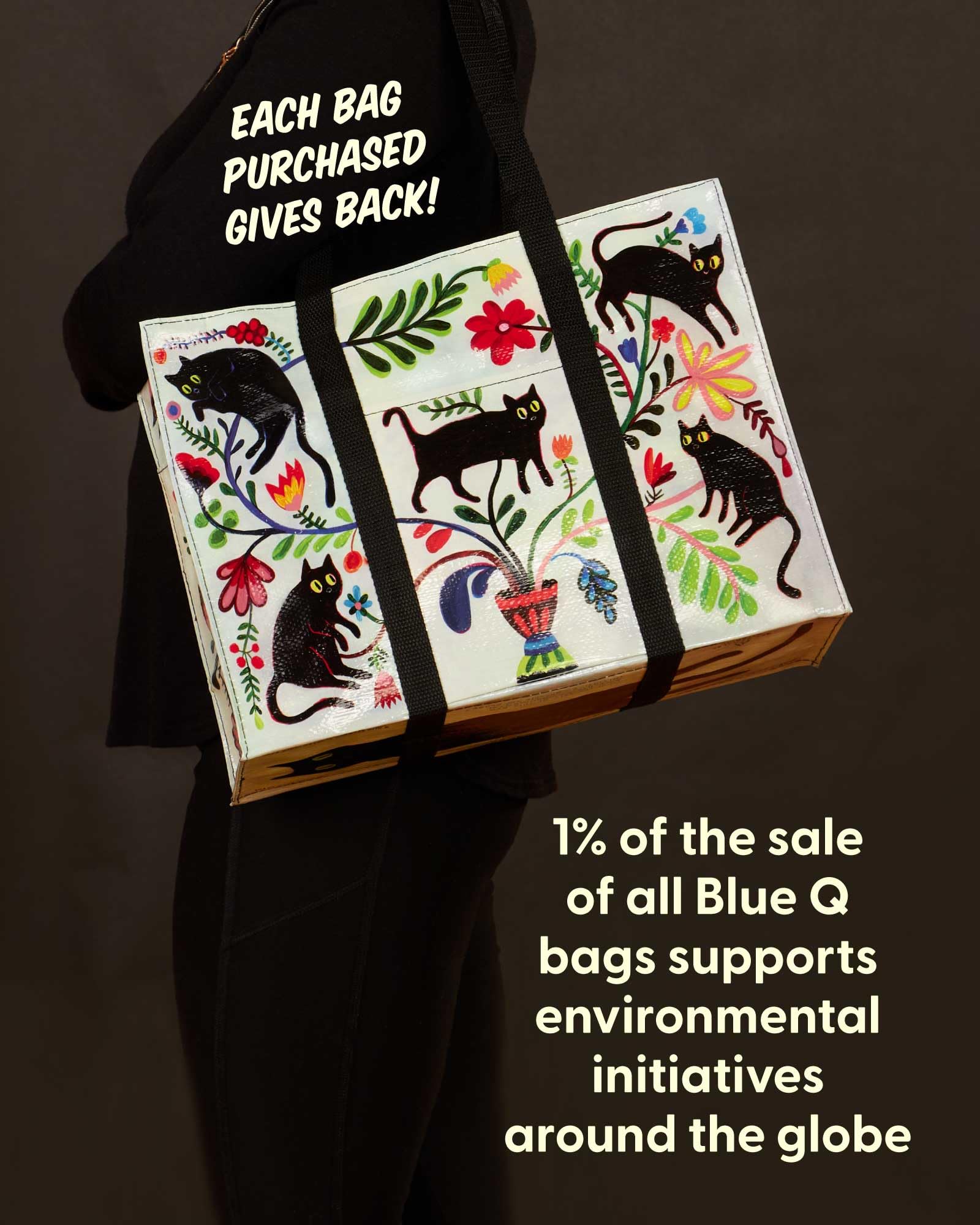 Blue Q Reusable Shoulder Tote Bag – Carry Everywhere Bag with a Hefty Zipper, Durable, Fun Design, 95% Recycled Material - Image 8