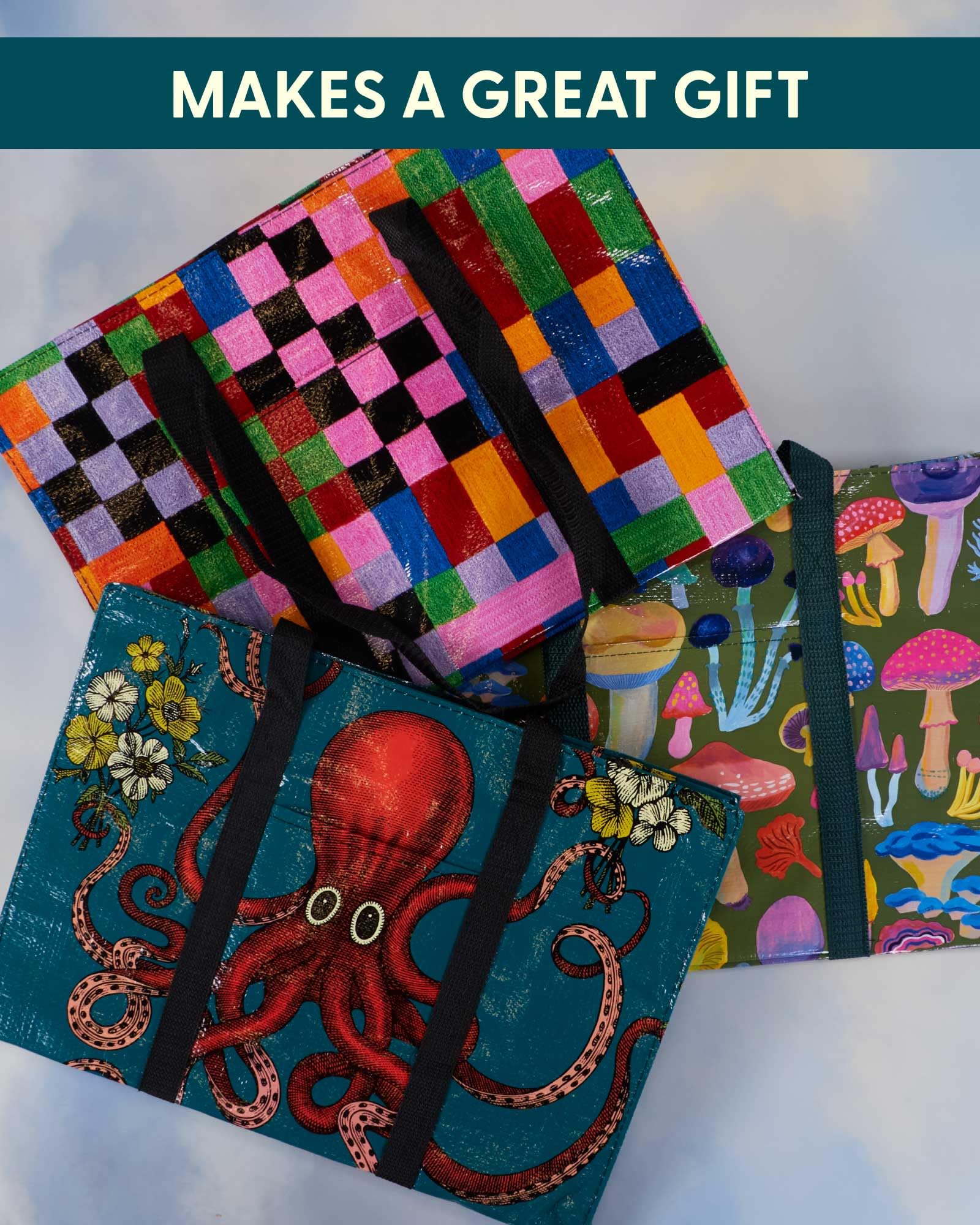 Blue Q Reusable Shoulder Tote Bag – Carry Everywhere Bag with a Hefty Zipper, Durable, Fun Design, 95% Recycled Material - Image 8