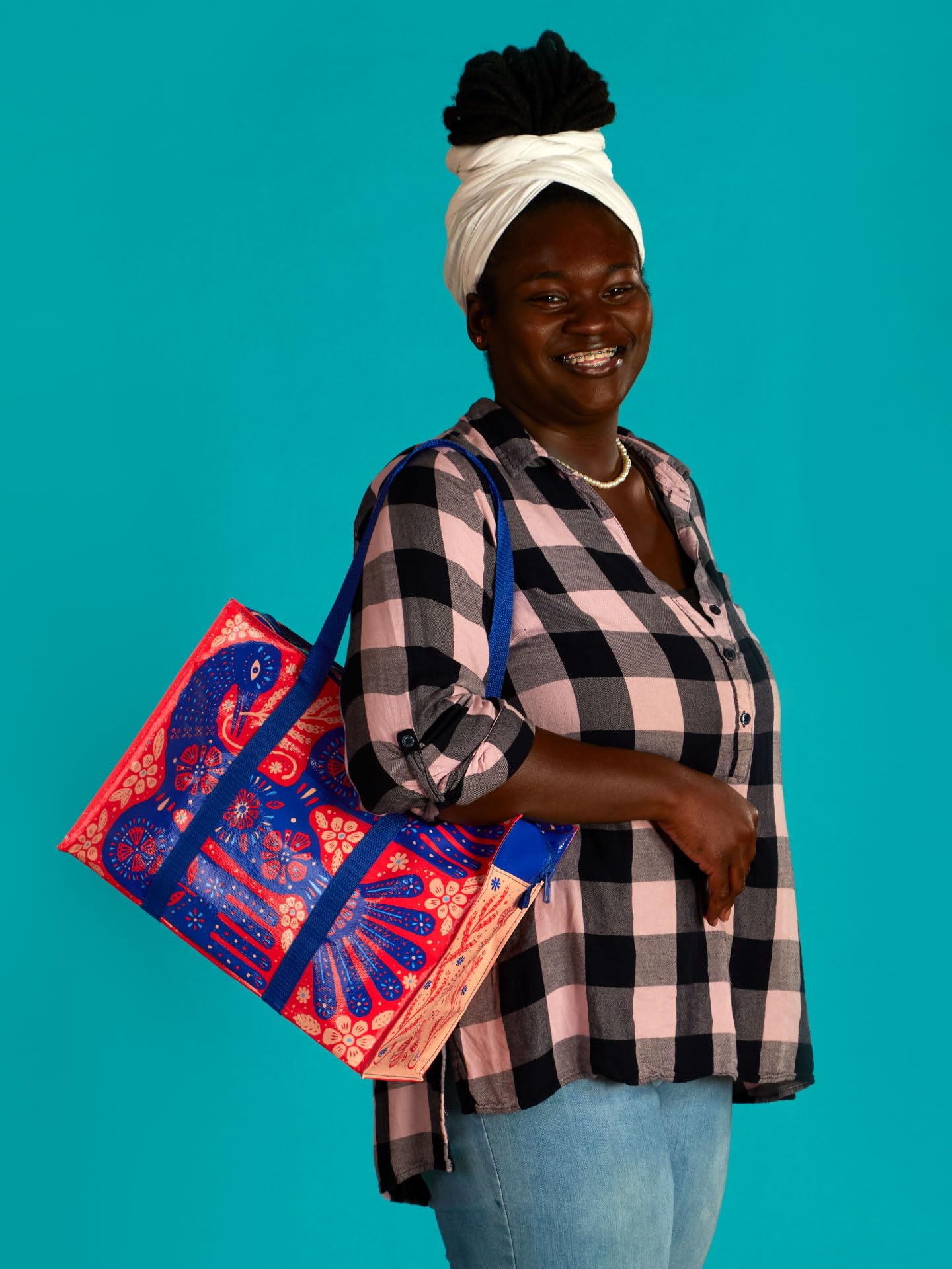 Blue Q Reusable Shoulder Tote Bag – Carry Everywhere Bag with a Hefty Zipper, Durable, Fun Design, 95% Recycled Material - Image 3