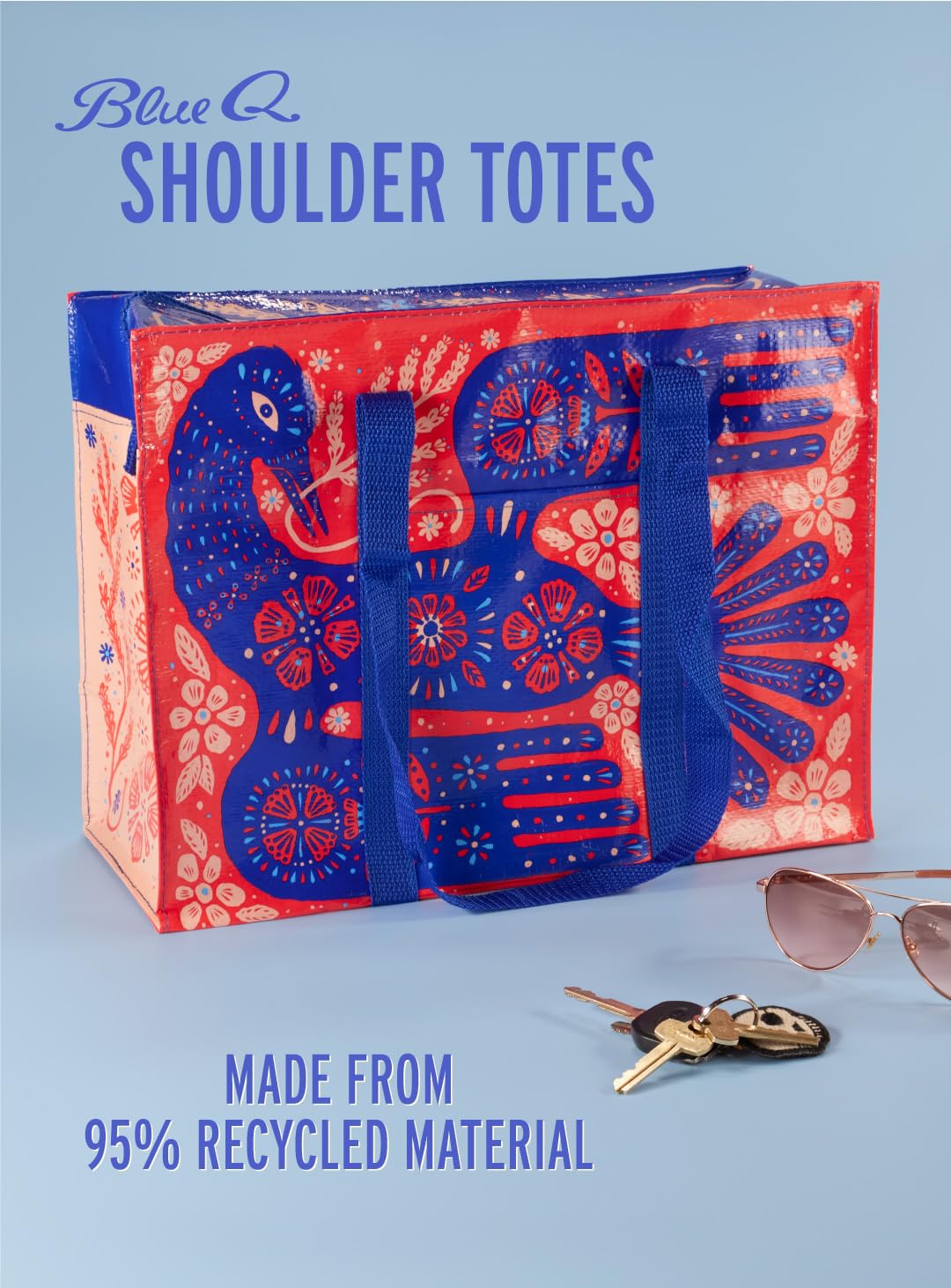 Blue Q Reusable Shoulder Tote Bag – Carry Everywhere Bag with a Hefty Zipper, Durable, Fun Design, 95% Recycled Material - Image 5