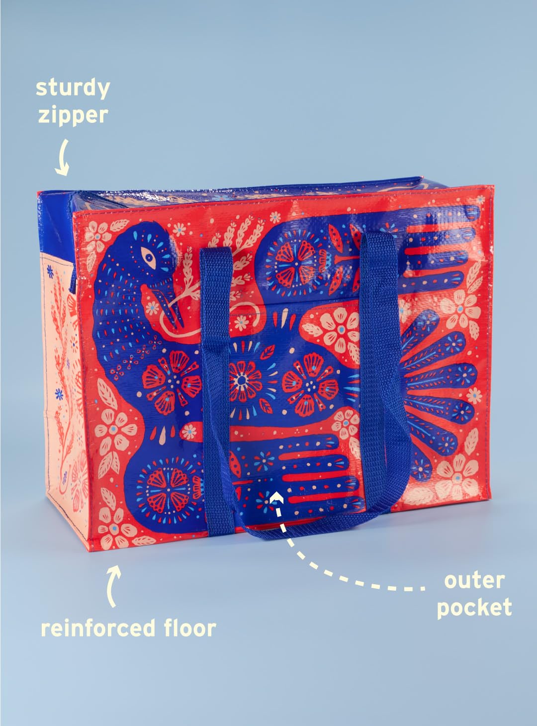 Blue Q Reusable Shoulder Tote Bag – Carry Everywhere Bag with a Hefty Zipper, Durable, Fun Design, 95% Recycled Material - Image 6