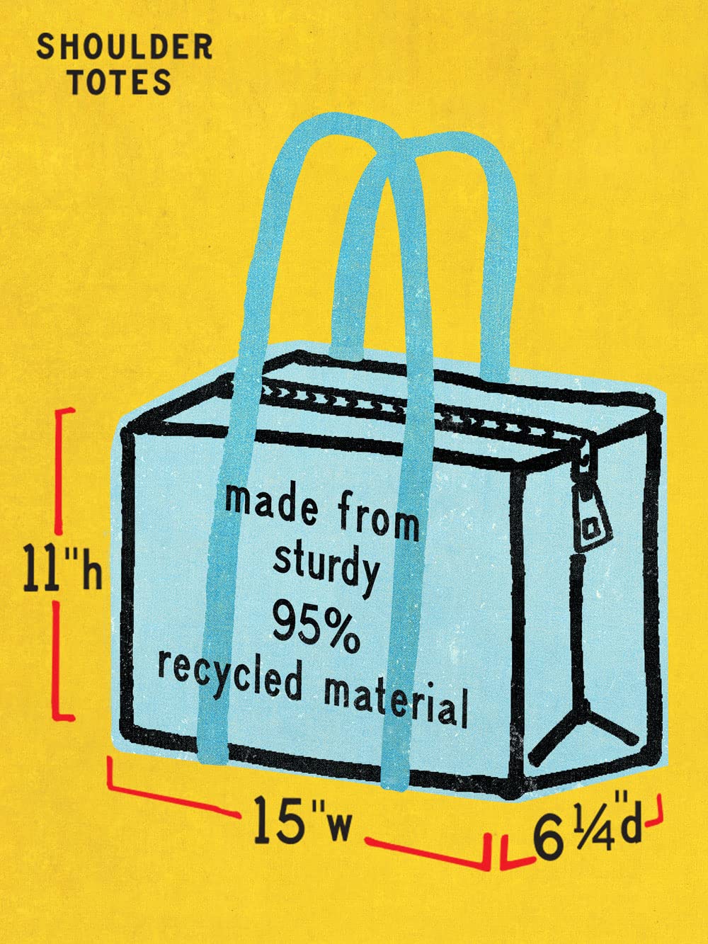 Blue Q Reusable Shoulder Tote Bag – Carry Everywhere Bag with a Hefty Zipper, Durable, Fun Design, 95% Recycled Material - Image 7