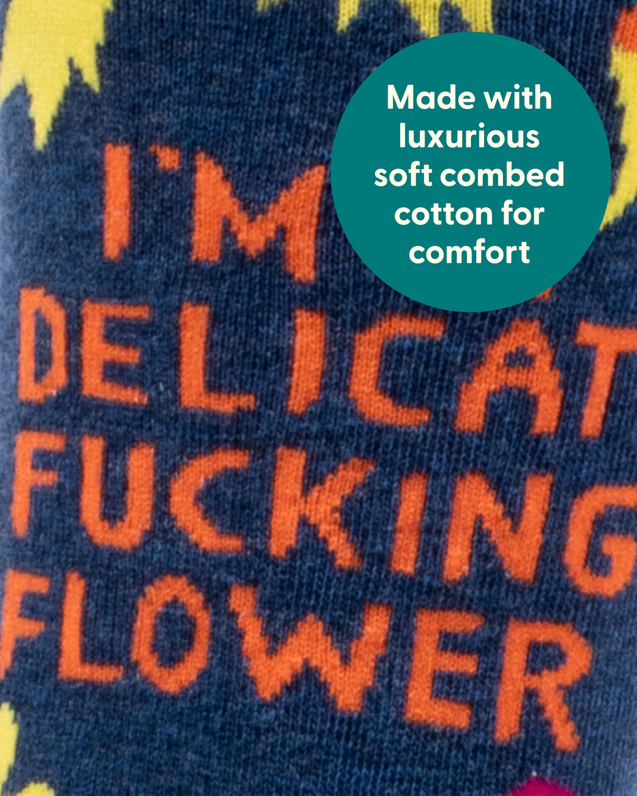 Blue Q Socks, Women's Crew, I'm A Delicate F--king Flower Women's shoe size 5-10(One size) - Image 3