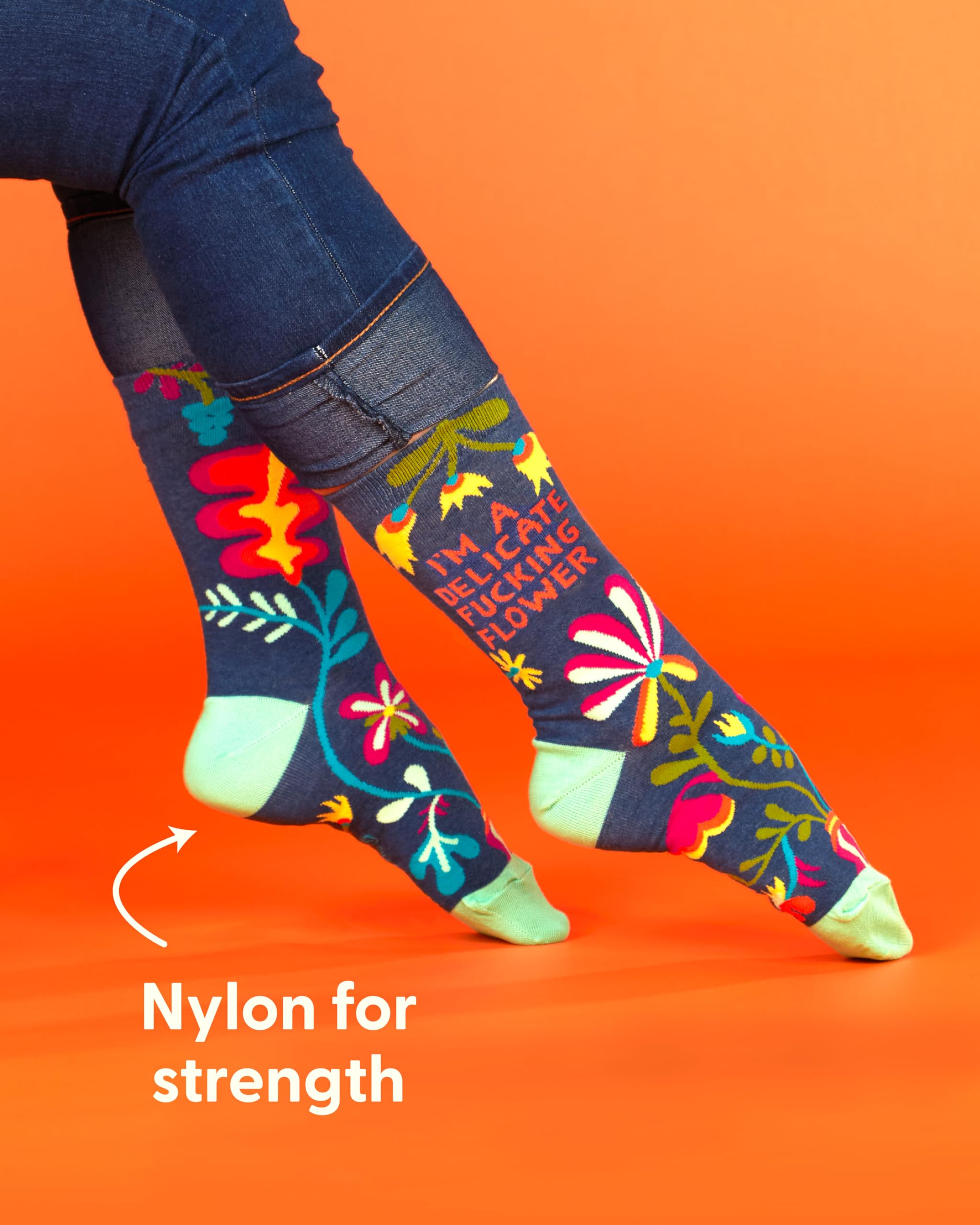 Blue Q Socks, Women's Crew, I'm A Delicate F--king Flower Women's shoe size 5-10(One size) - Image 4