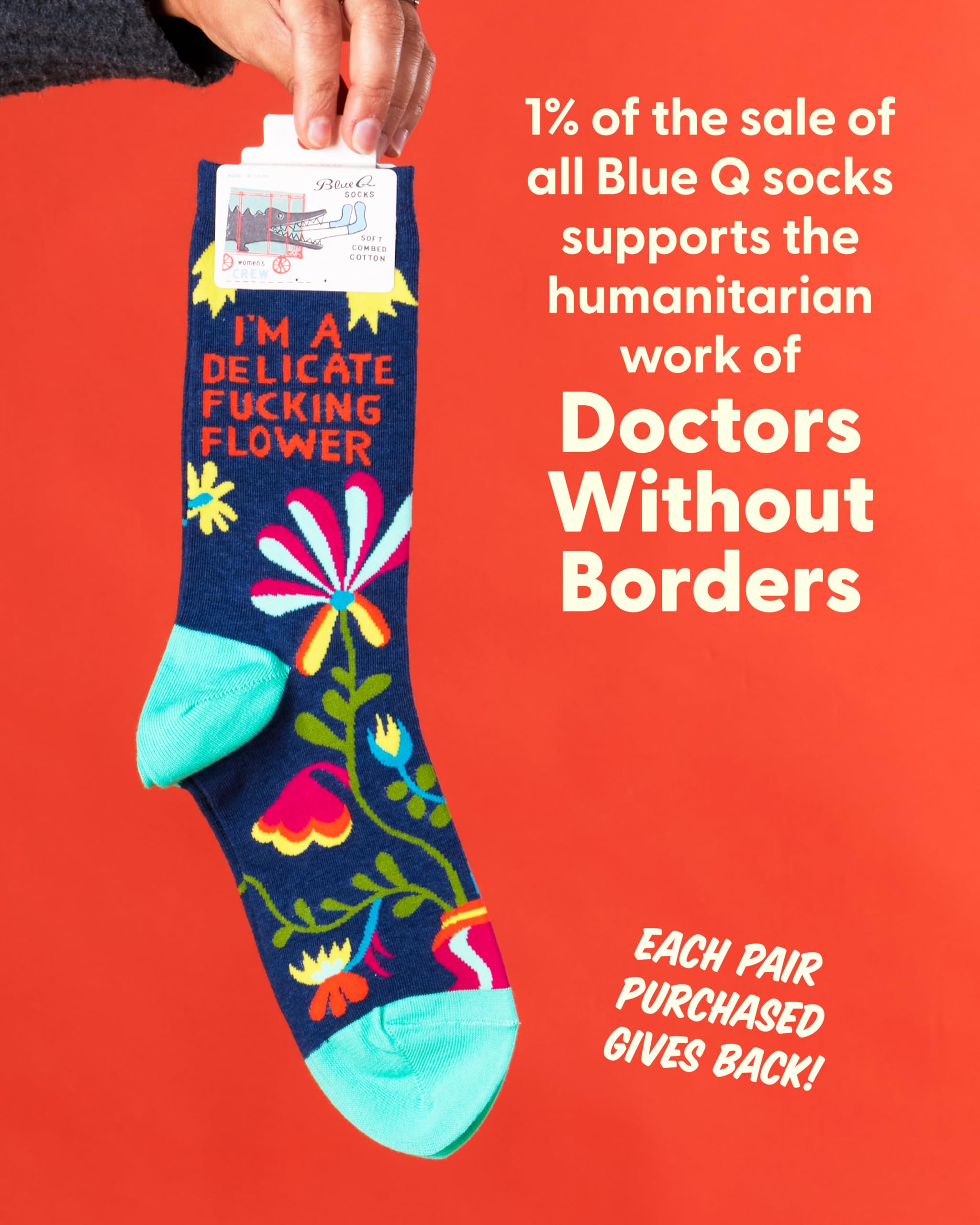 Blue Q Socks, Women's Crew, I'm A Delicate F--king Flower Women's shoe size 5-10(One size) - Image 6