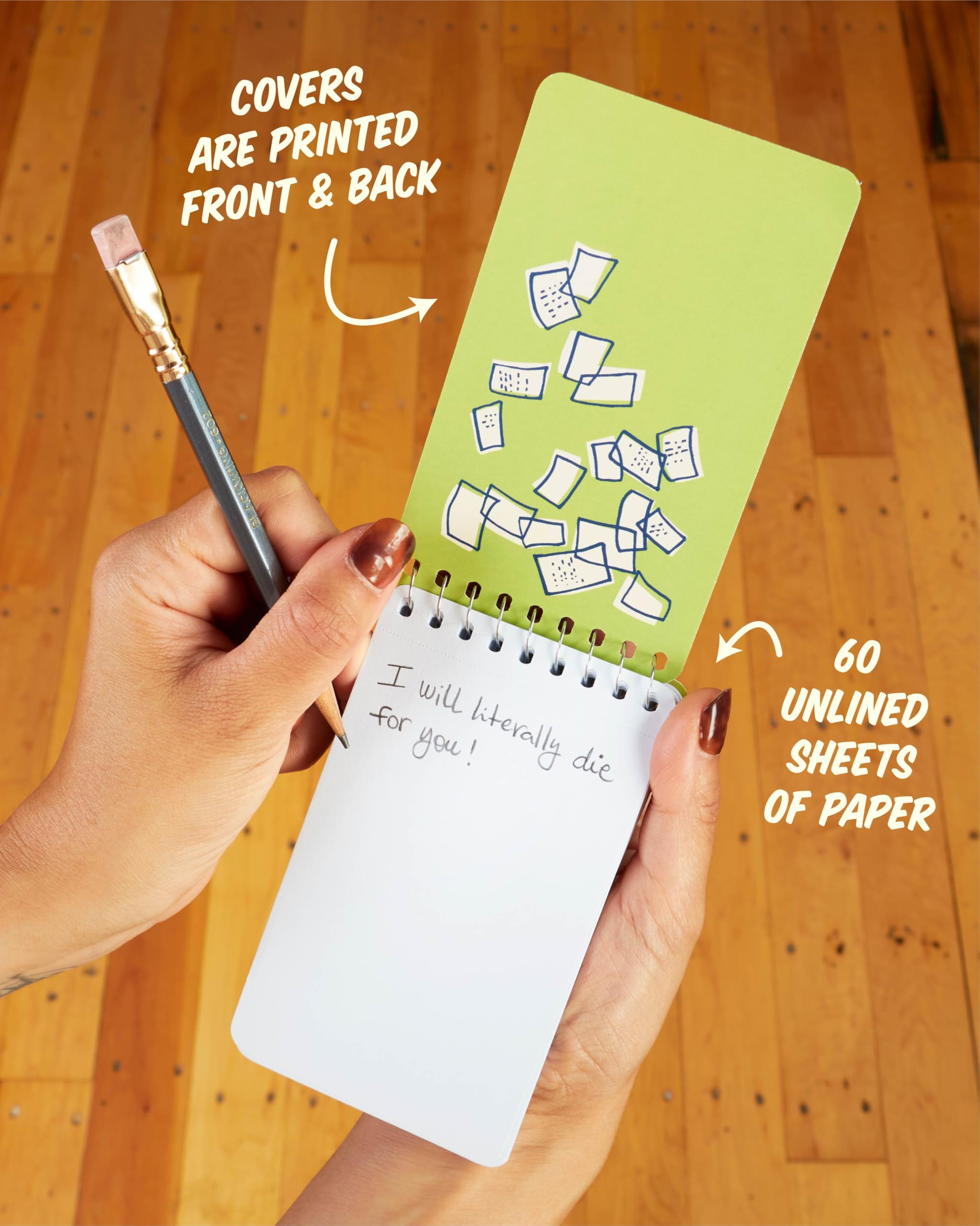 Blue Q Spiral Notebook 3x5 - Small Notepad for Note Taking & To-do Lists w/Sturdy Thick Covers, 60 Perforated Sheets, Spiral Bound Journal - Deep Thoughts For My Cat To Inherit When I Die - Image 4