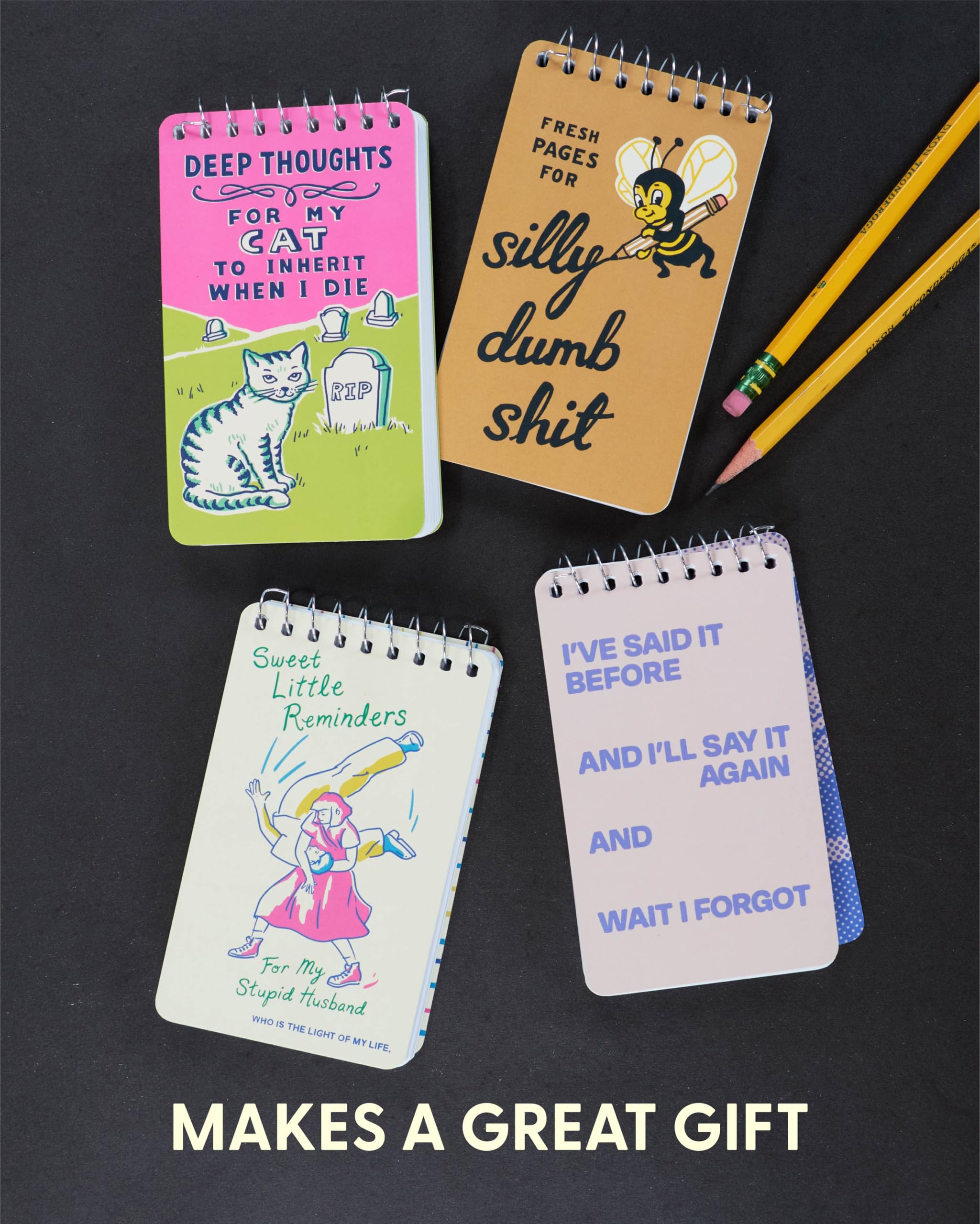 Blue Q Spiral Notebook 3x5 - Small Notepad for Note Taking & To-do Lists w/Sturdy Thick Covers, 60 Perforated Sheets, Spiral Bound Journal - Deep Thoughts For My Cat To Inherit When I Die - Image 7