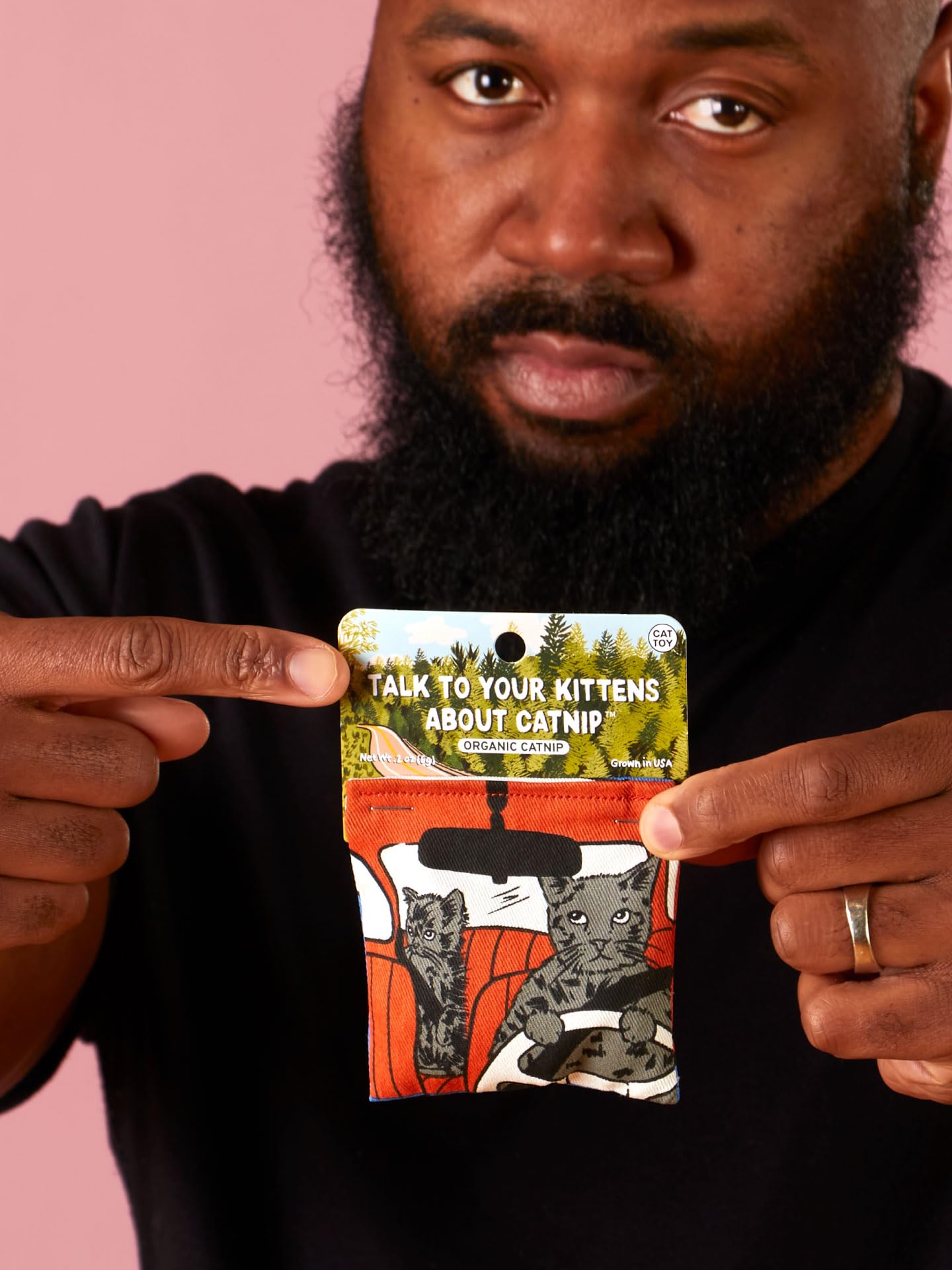 Blue Q Talk to Your Kittens About Catnip Toys - Durable Cat Toys for Biting, Premium USA-Grown Organic Catnip, Pet Supplies, 100% Silk-Screened Cotton Pouch w/Funny Kitty Graphics, Cat Birthday Gift - Image 3