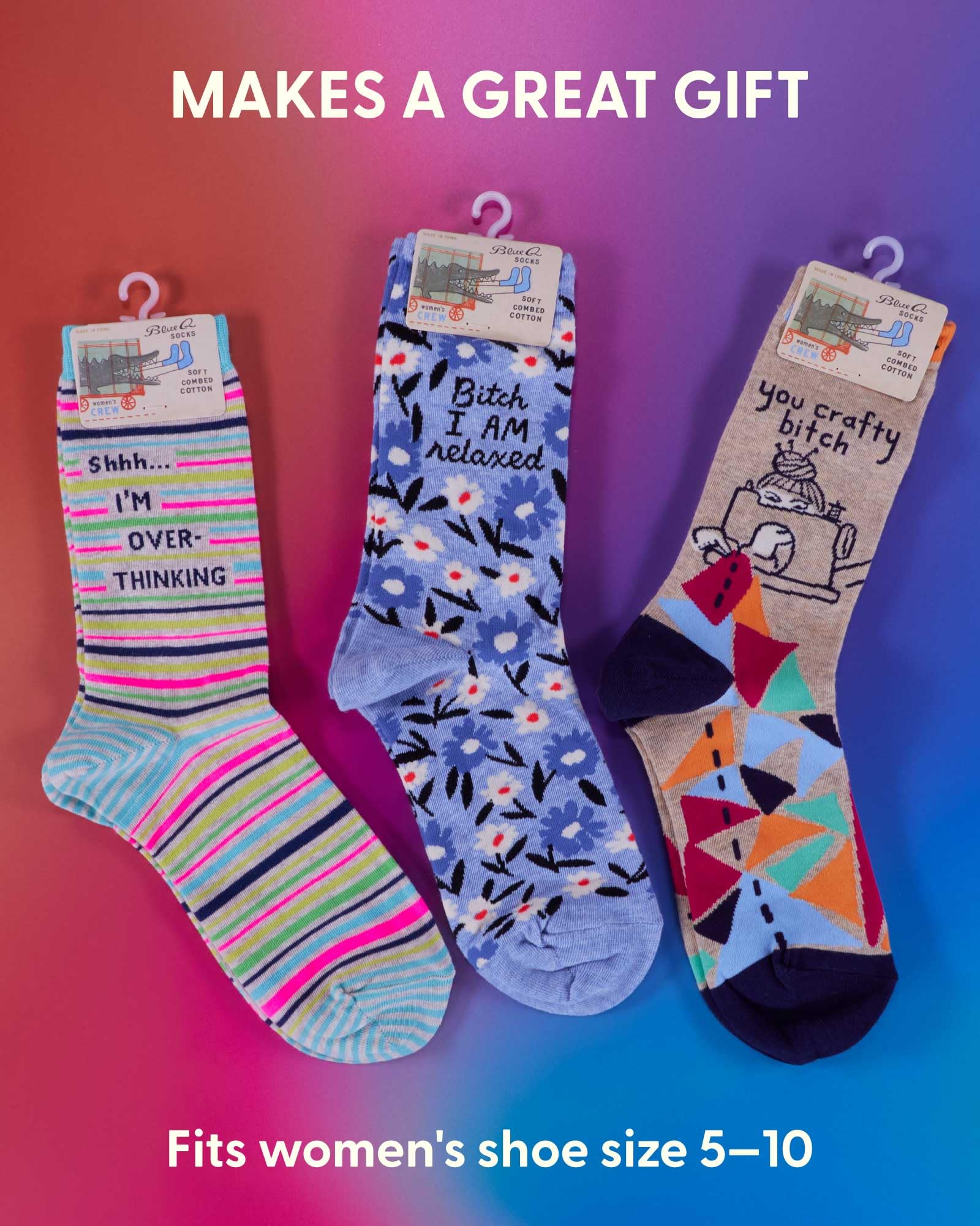 Blue Q Women's Funny Novelty Crazy Crew Socks with Sayings - Image 4