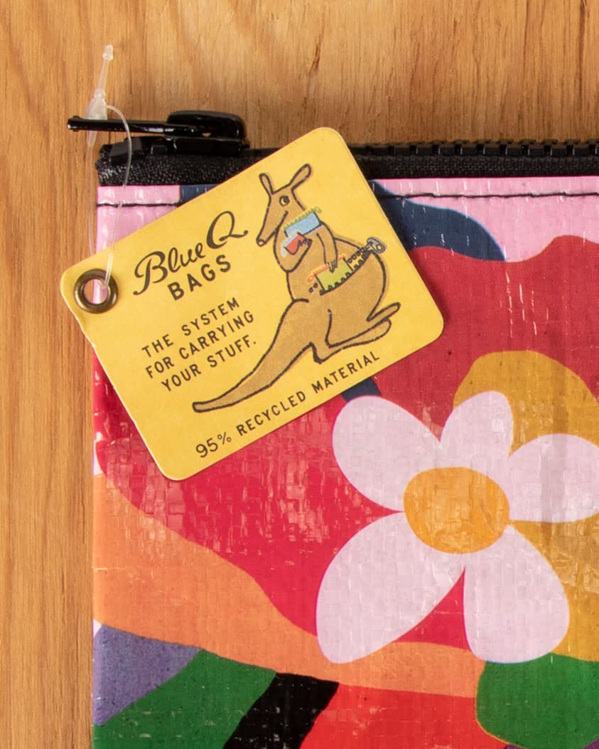 Blue Q Zipper Pouch, Made from 95% Recycled Material, 7.25" h x 9.5" w, Colorful Chunky Zipper - Image 3