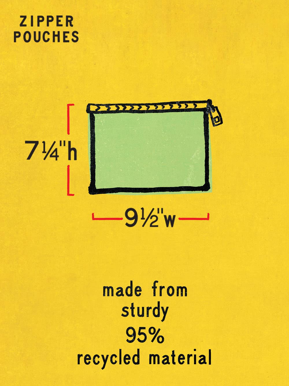 Blue Q Zipper Pouch, Made from 95% Recycled Material, 7.25" h x 9.5" w, Colorful Chunky Zipper - Image 5