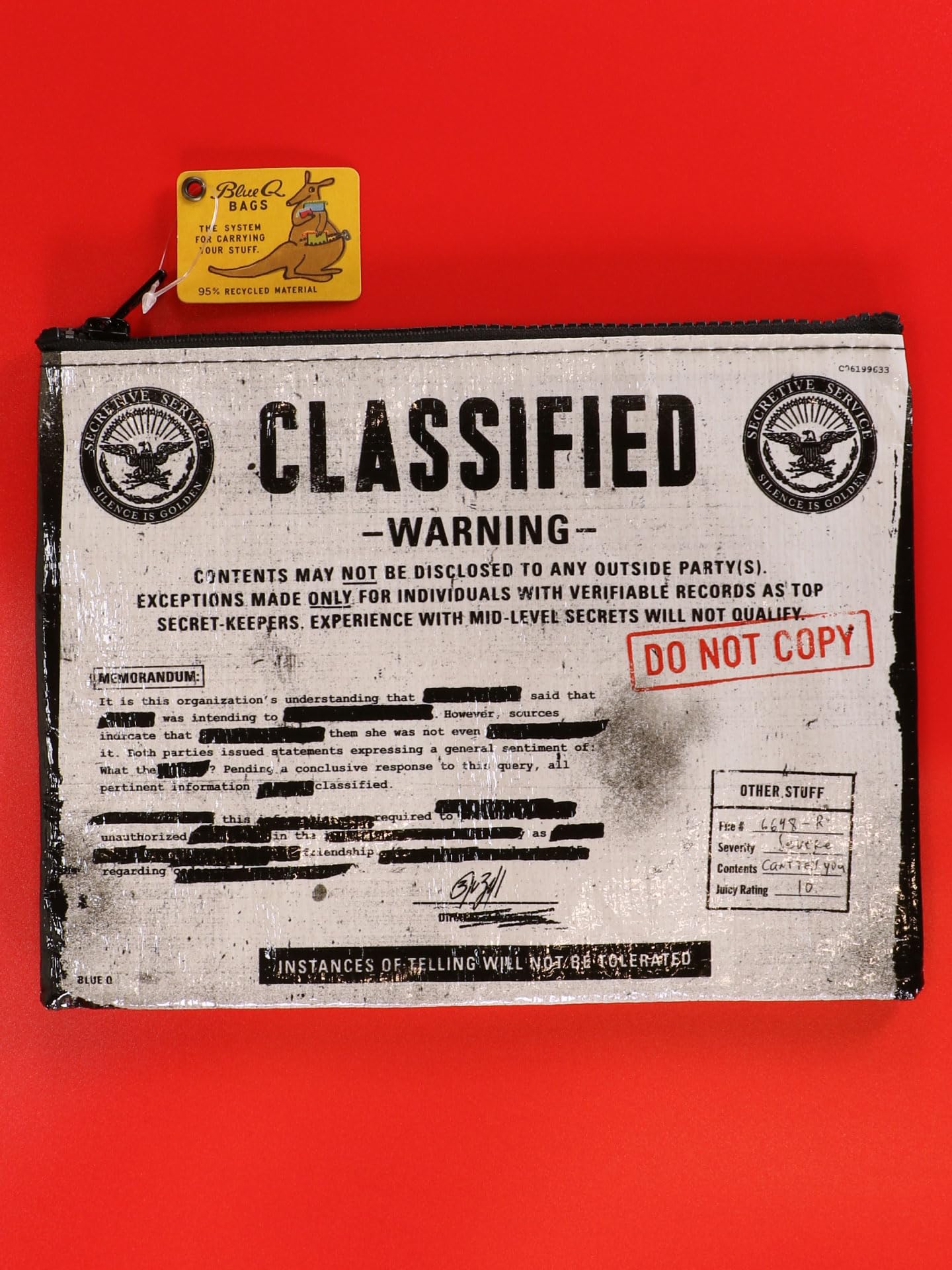 Blue Q Zipper Pouch, Made from 95% Recycled Material, 7.25" h x 9.5" w, Colorful Chunky Zipper - Image 3